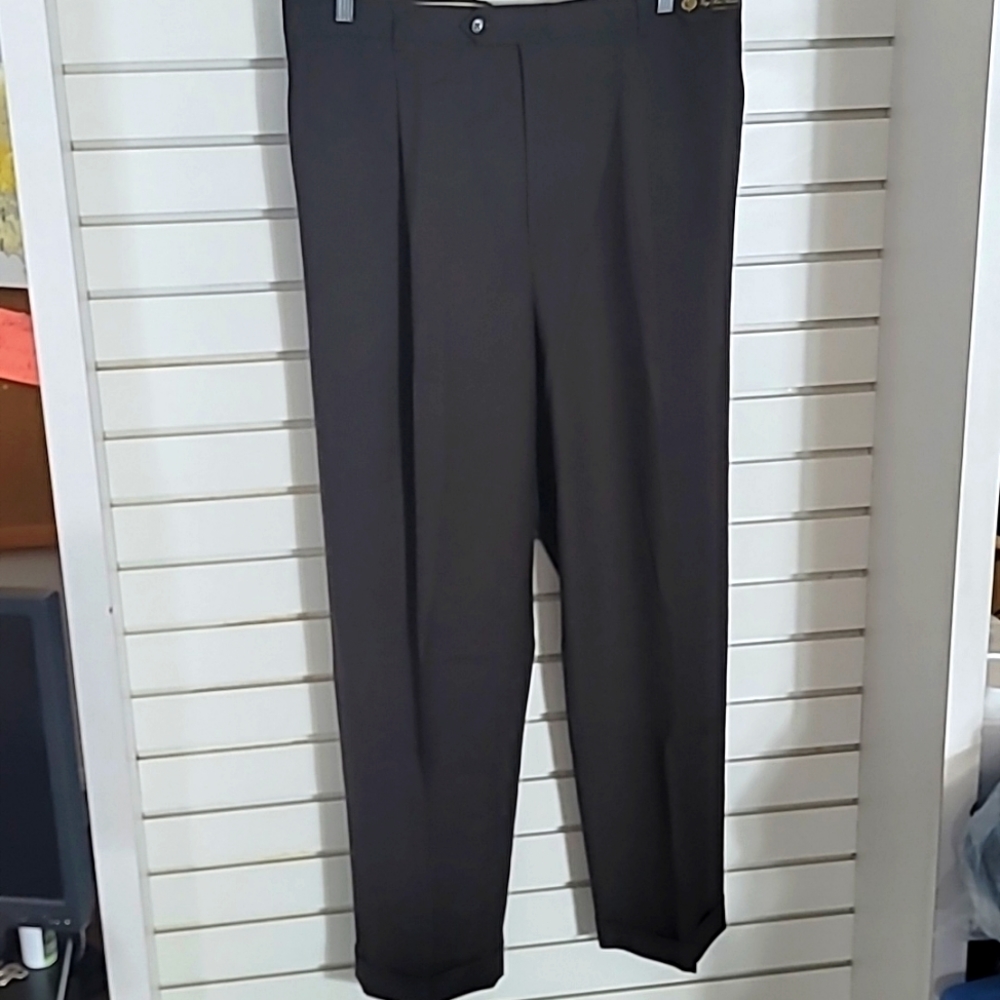 Daniel Cremieux Wool Slacks 38 Dark Brown Pleated Cuffed